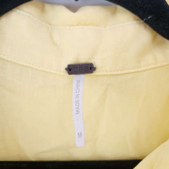 YFB Young Fabulous & Broke Linen Blend Butter Yellow Blouse Top Shirt Women's M - Picture 5 of 5